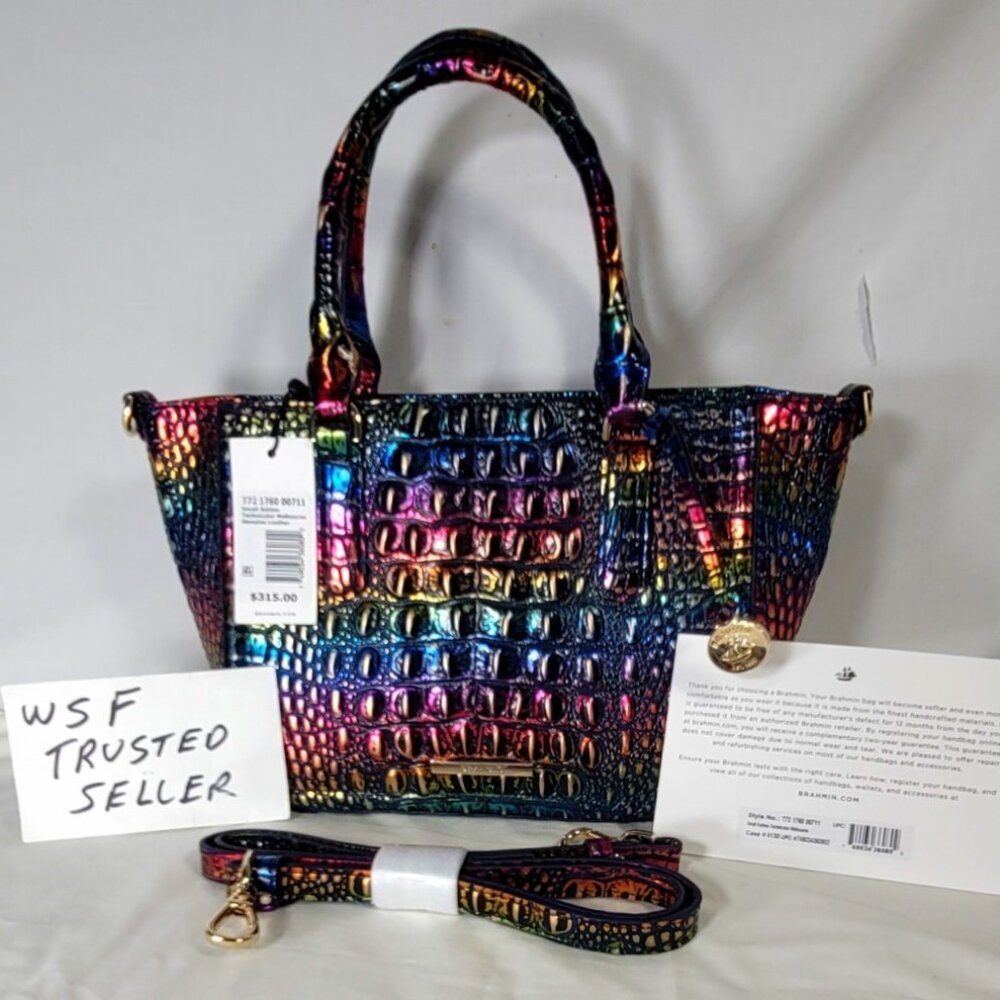 NWT BRAHMIN SMALL ASHLEE TECHNICOLOR SHOULDER BAG-RAINBOW PRIDE METALLIC PURSE